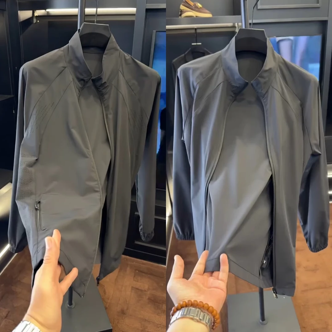 简约风立领标准商务轻奢时尚运动薄款短款免烫夹克男装休闲户外