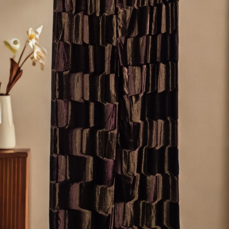 A923光泽感丝绒格纹高腰修身大长腿喇叭裤长裤