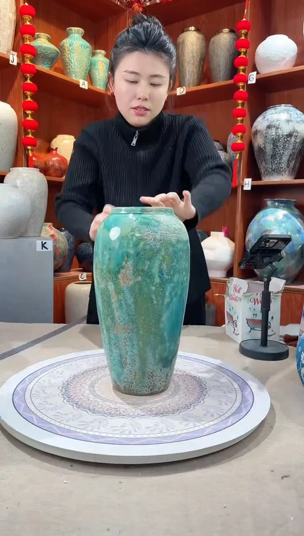 【闪购商品】瓶陶瓷花瓶 无花 草原绿大号