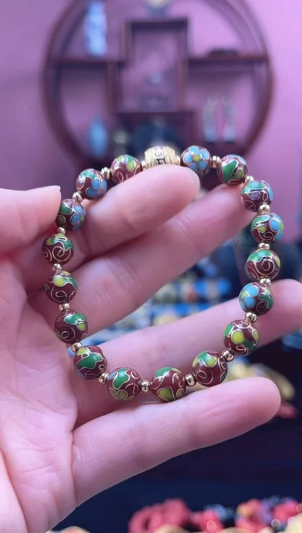 非遗 景泰蓝 工美 手串 0.8 红色 证书