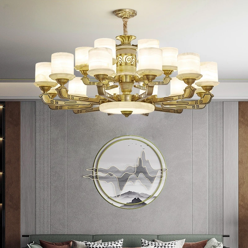 新中式吊灯新中式国风复式楼客厅灯餐厅家用