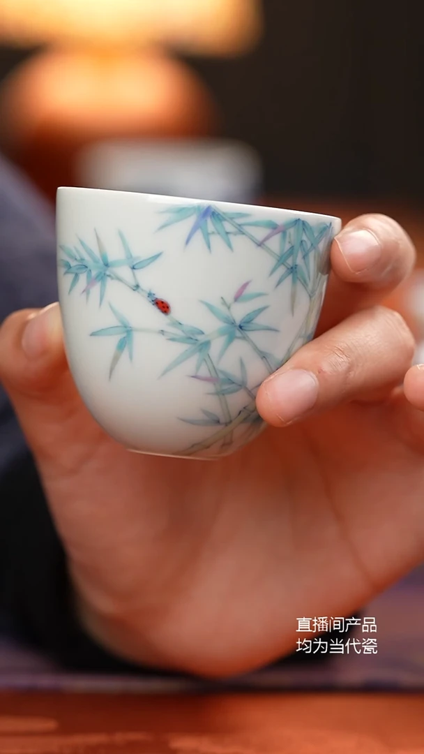 望玉斗彩翠竹手握杯