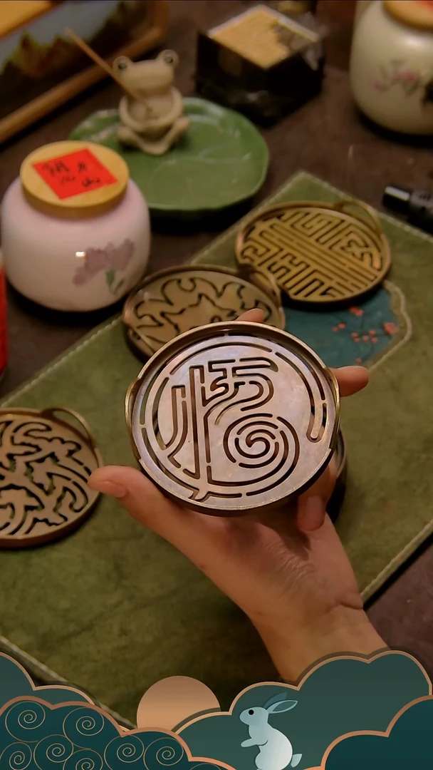 铜仿古双耳9cm 悟字