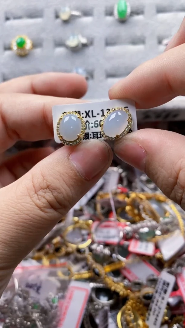 翡翠戒指银S925镶嵌16-16--10