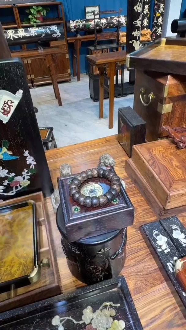 木沉碗珠两件套邵氏紫檀木艺