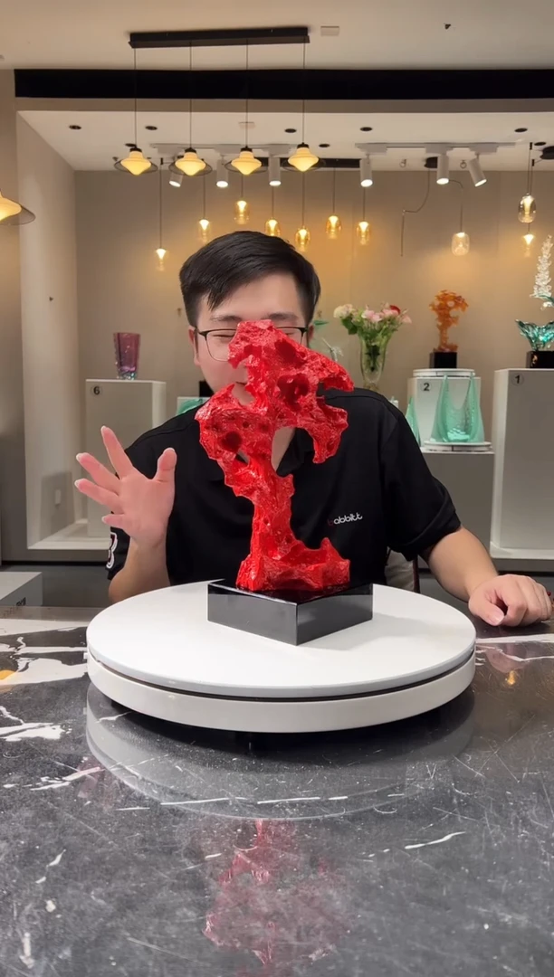 摆件巴比特美学-朱砂红中号太湖石+底座