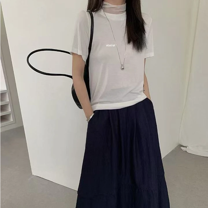 eternal-春季新款短袖半高领百搭T恤#50015