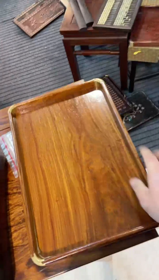 【闪购商品】木花梨木铜包角茶盘