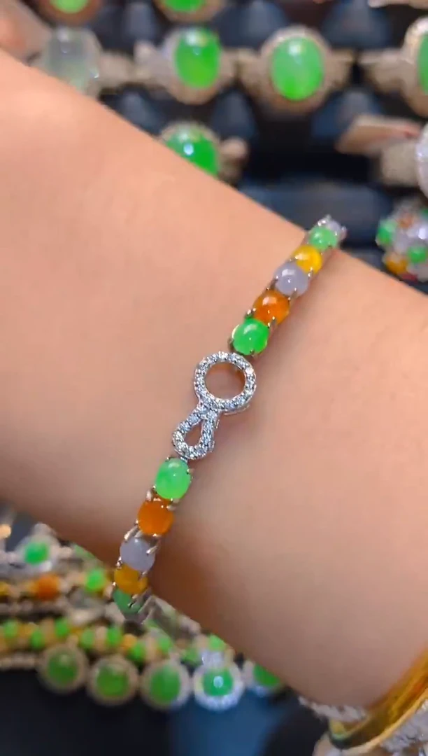 翡翠银S925镶嵌耳饰天然