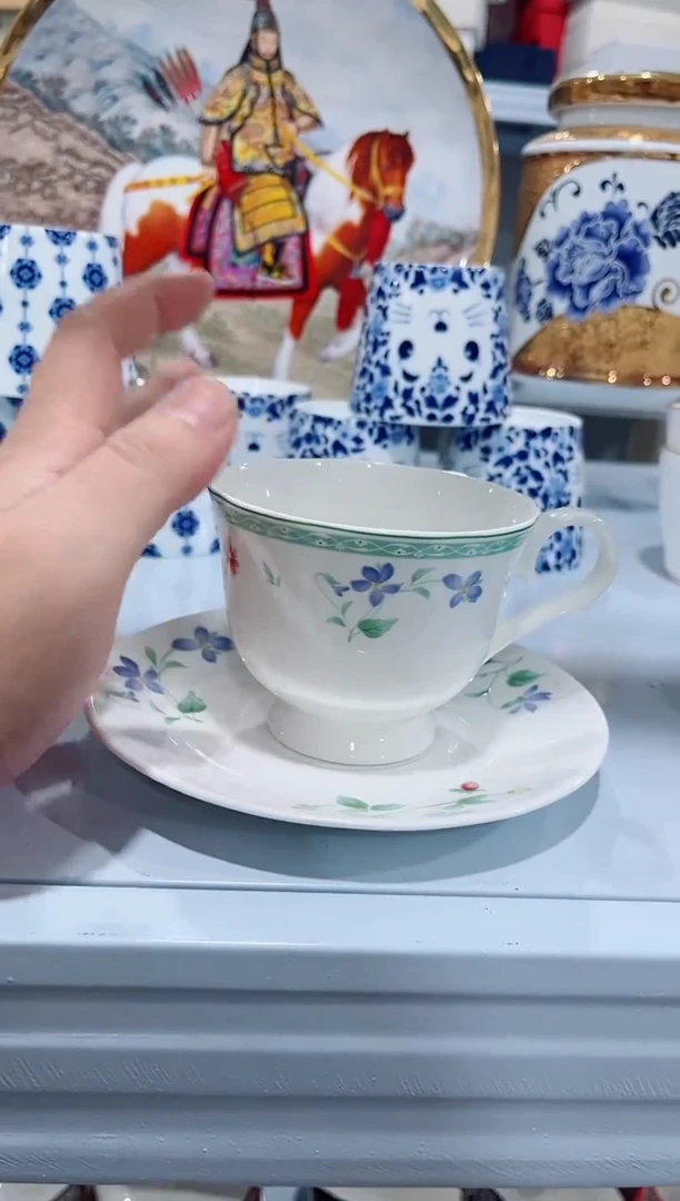 瓷片陶瓷瓷片（简装）咖啡杯碟一套