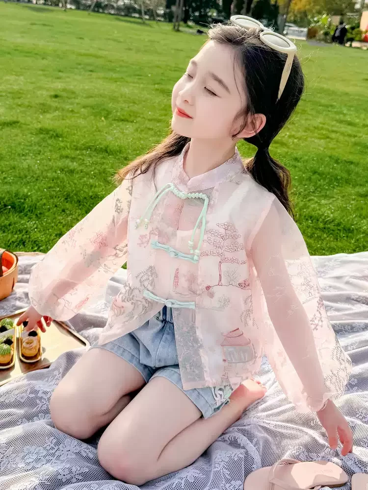 英国MK&DK儿童防晒衣2025夏季潮牌童装国风新中式外套女童防晒服