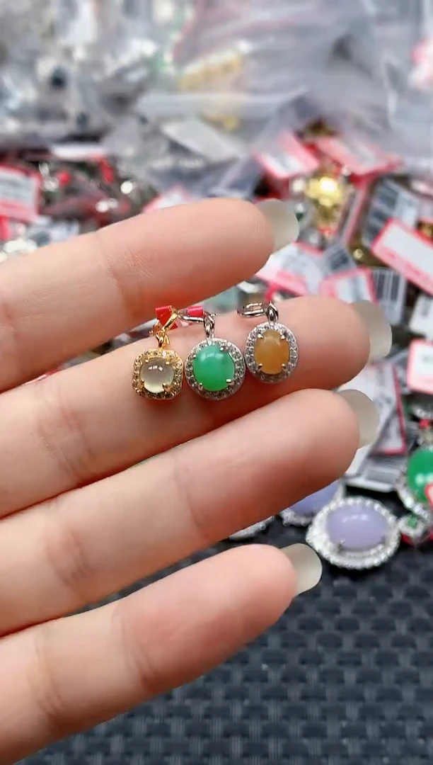 银S925镶嵌戒指翡翠天然A货缅甸翡翠