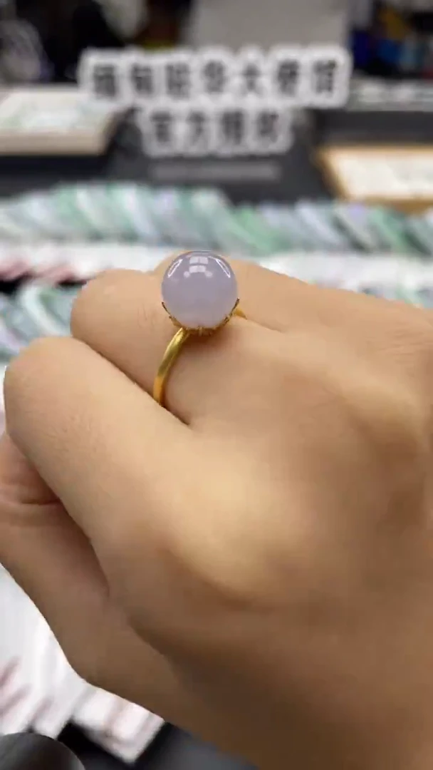 18K金镶嵌戒指翡翠缅甸珠宝严选cs