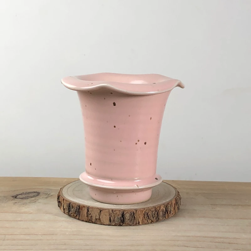 景德镇铁质泥新品铃兰花高桩花边口盆复古创意粗陶透气多肉植物盆