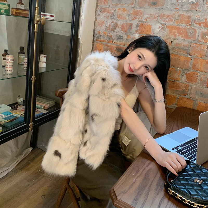 瑞秋【恶女角色卡】冬季新款整皮狐狸毛毛女霜色银渐层网红款外套