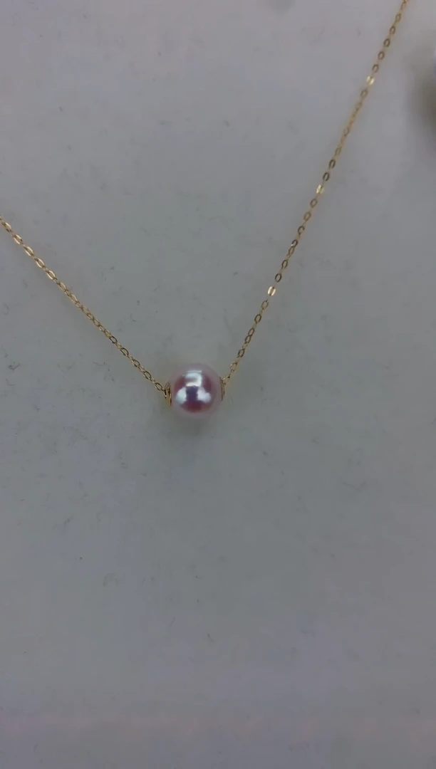 18K金镶嵌DA海水珍珠 GD007 8-9 路路通吊坠赠银链