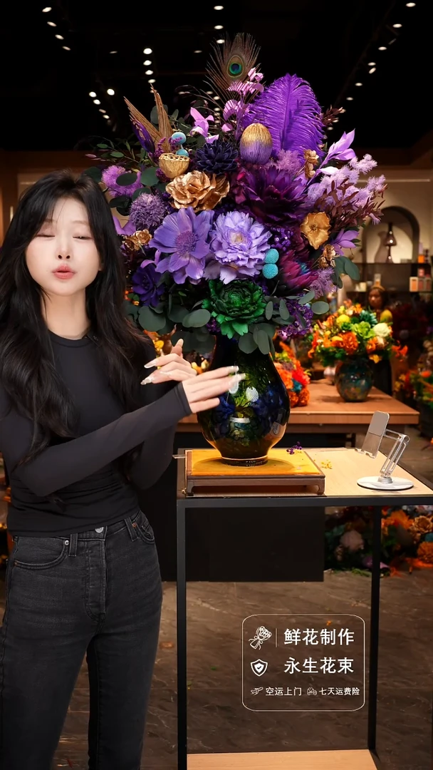 手工艺品琉璃手工花器花束空运包邮送货上门-以图片为准