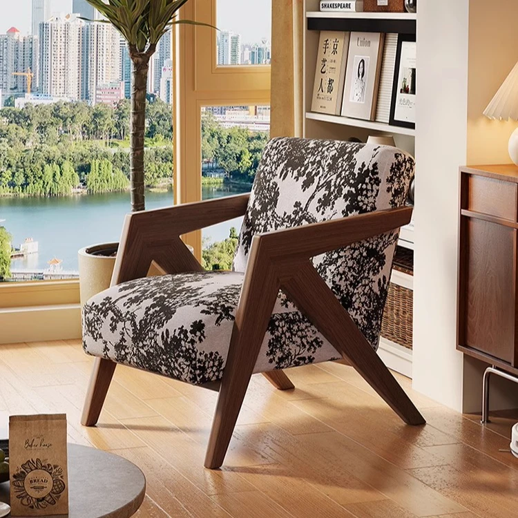 实木单懒人沙发椅法式中古风客厅阳台休闲设计师沙发原创理查德椅