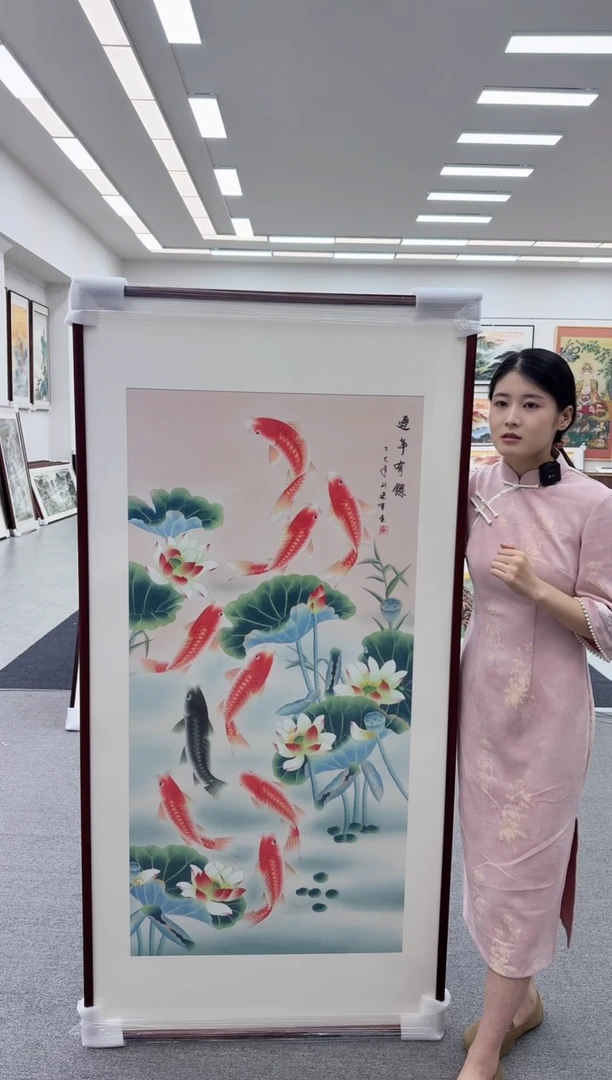 国画手绘 连年有余  172*85