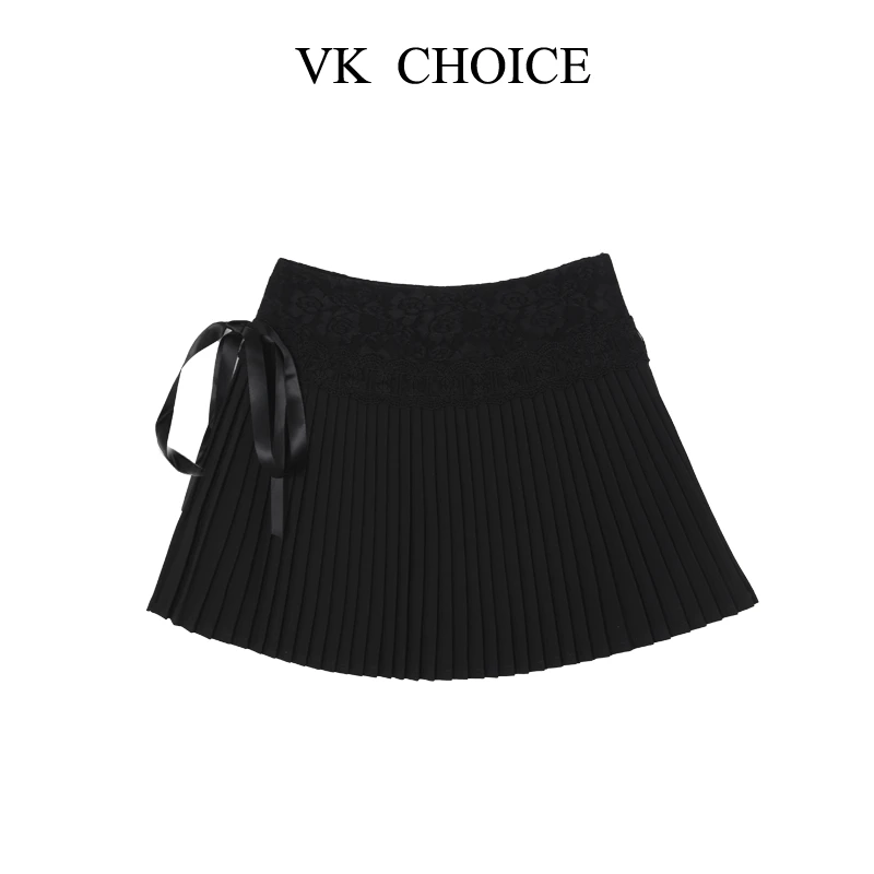 VK CHOICE【仲夏假日】夏季短款百褶裙气质百搭系带时尚短裙R25052