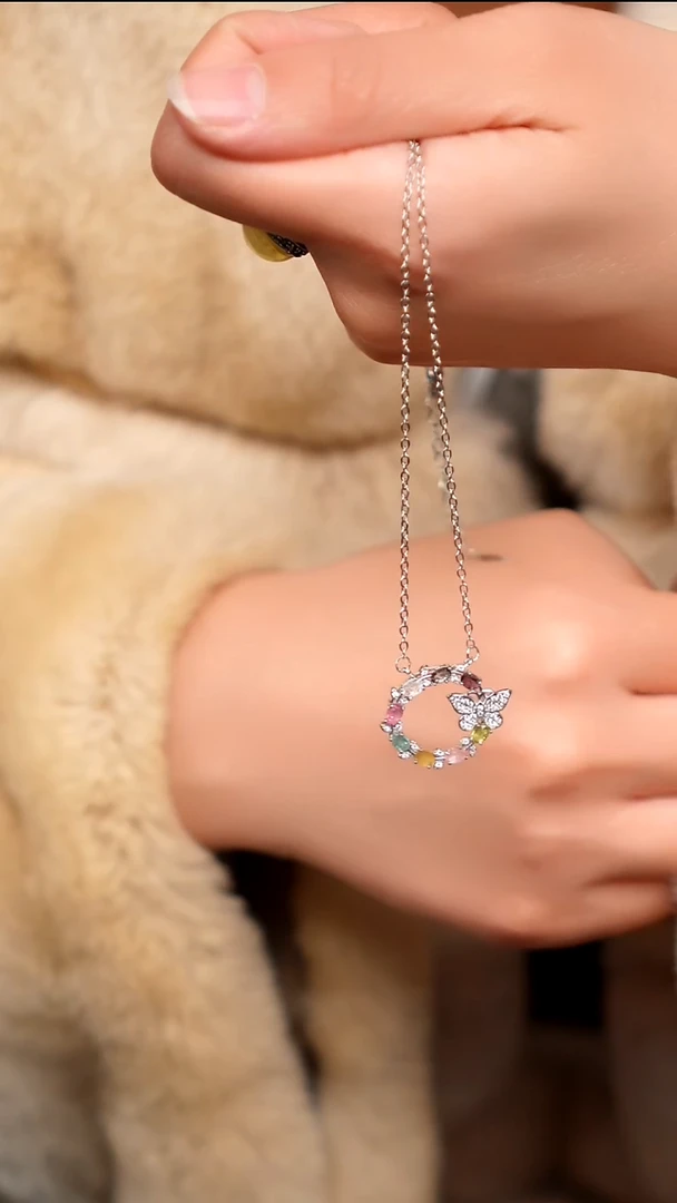 水晶摆件未镶嵌天然手工设计款碧玺项链60