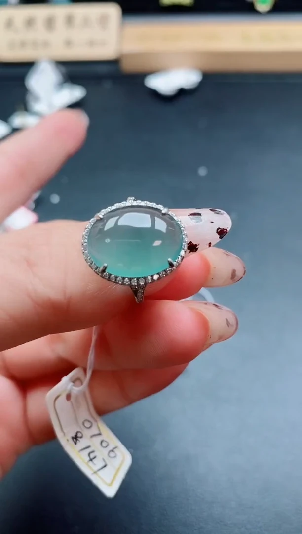 银S925镶嵌戒指翡翠1