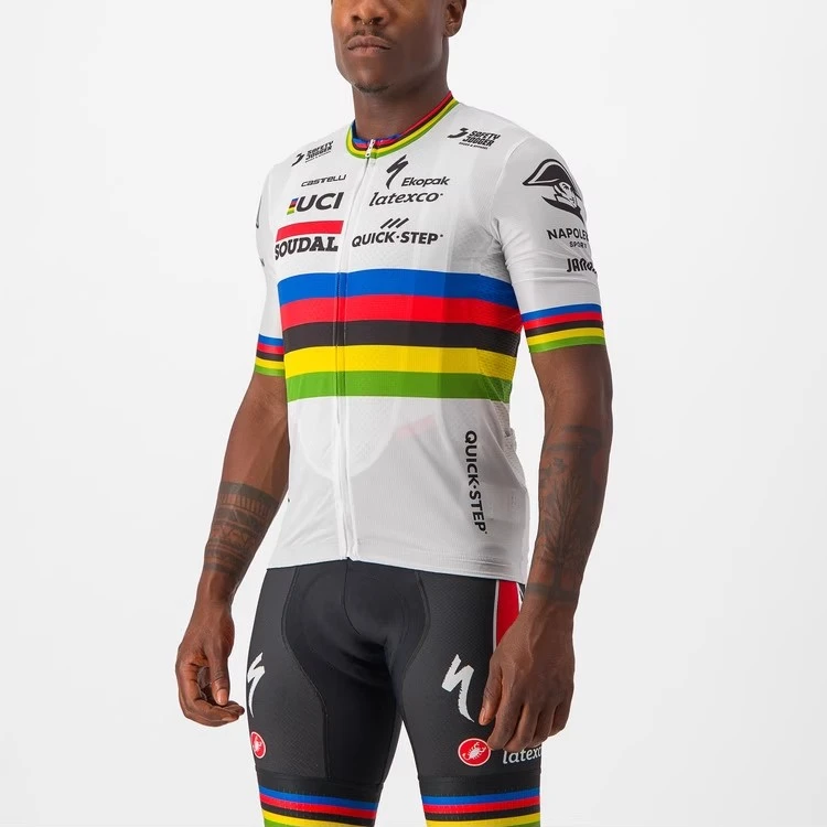 蝎子Castelli QUICK-STEP快步车队夏季男款短袖骑行服彩虹衫