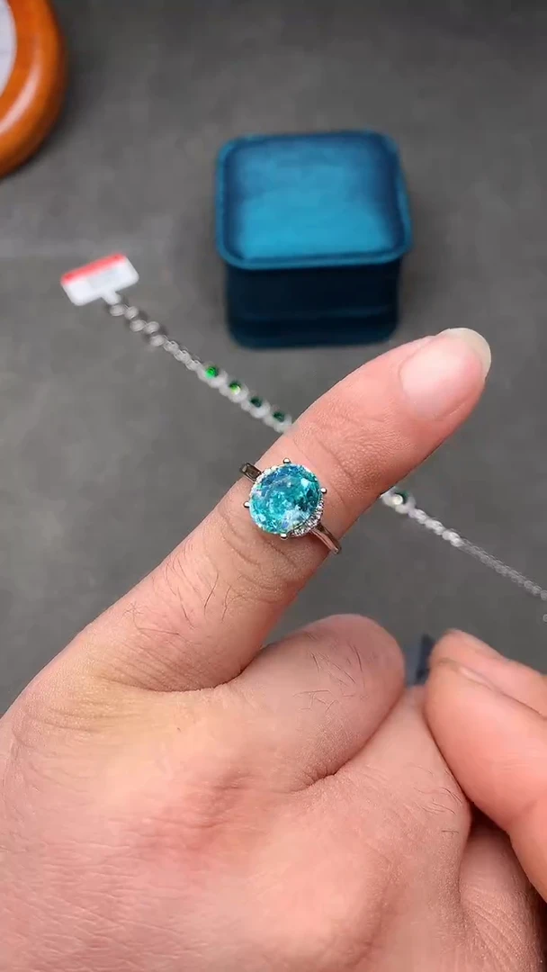 【闪购商品】帕拉依巴碧玺戒指银S925镶嵌··········