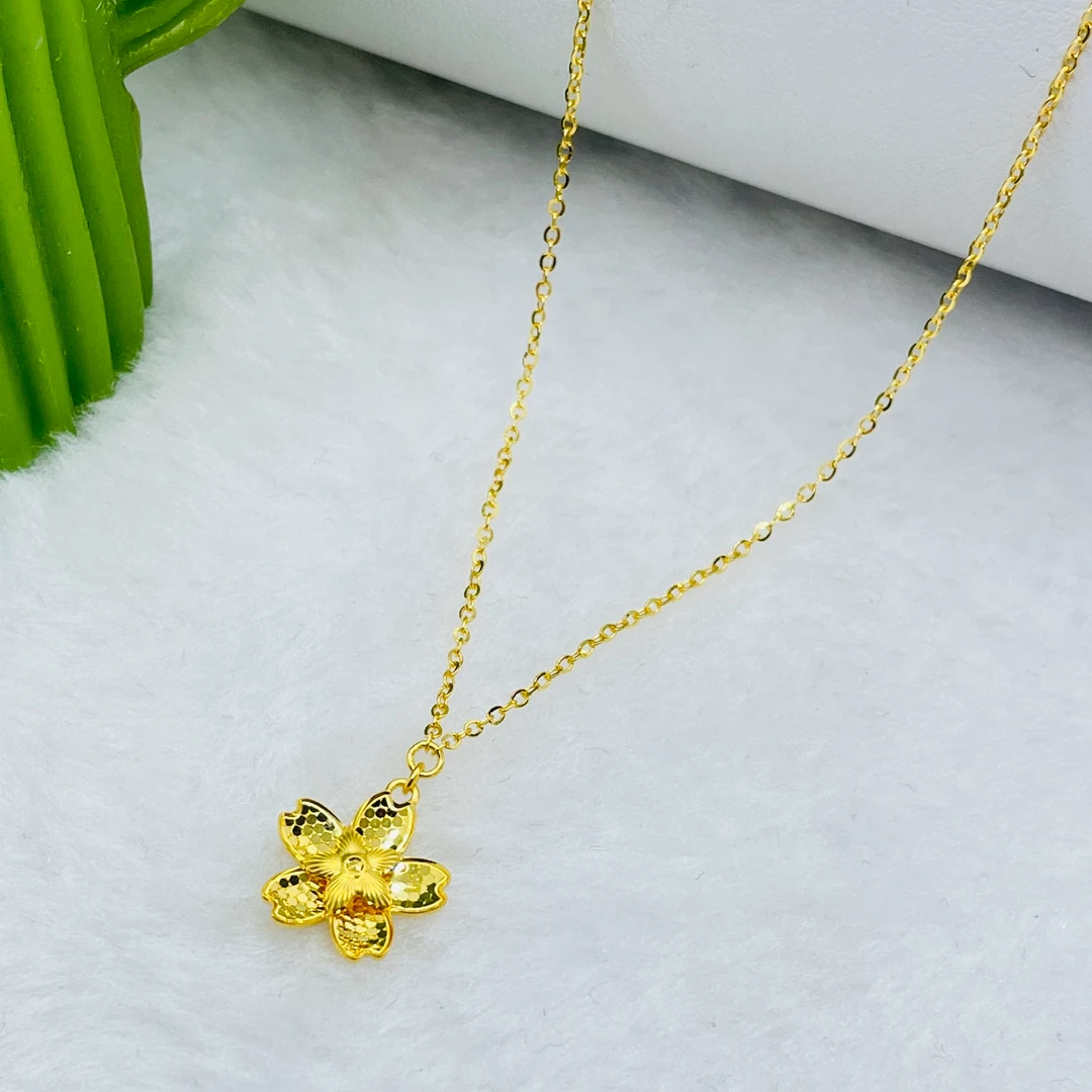 足金999 鱼鳞五瓣花套链G