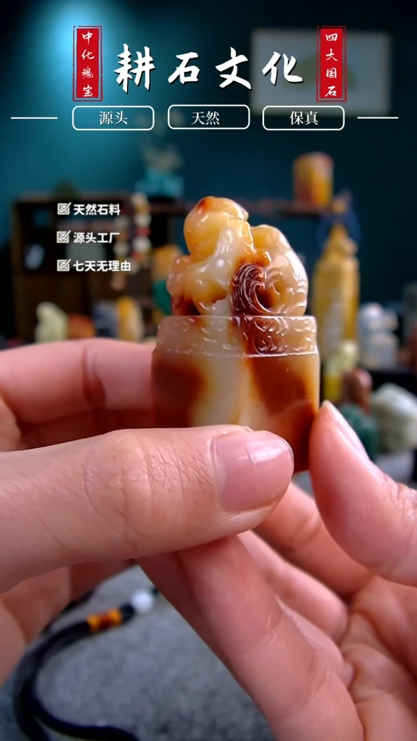 【闪购商品】寿山石三彩芙蓉太狮少狮钮2.3*2.3*5.4