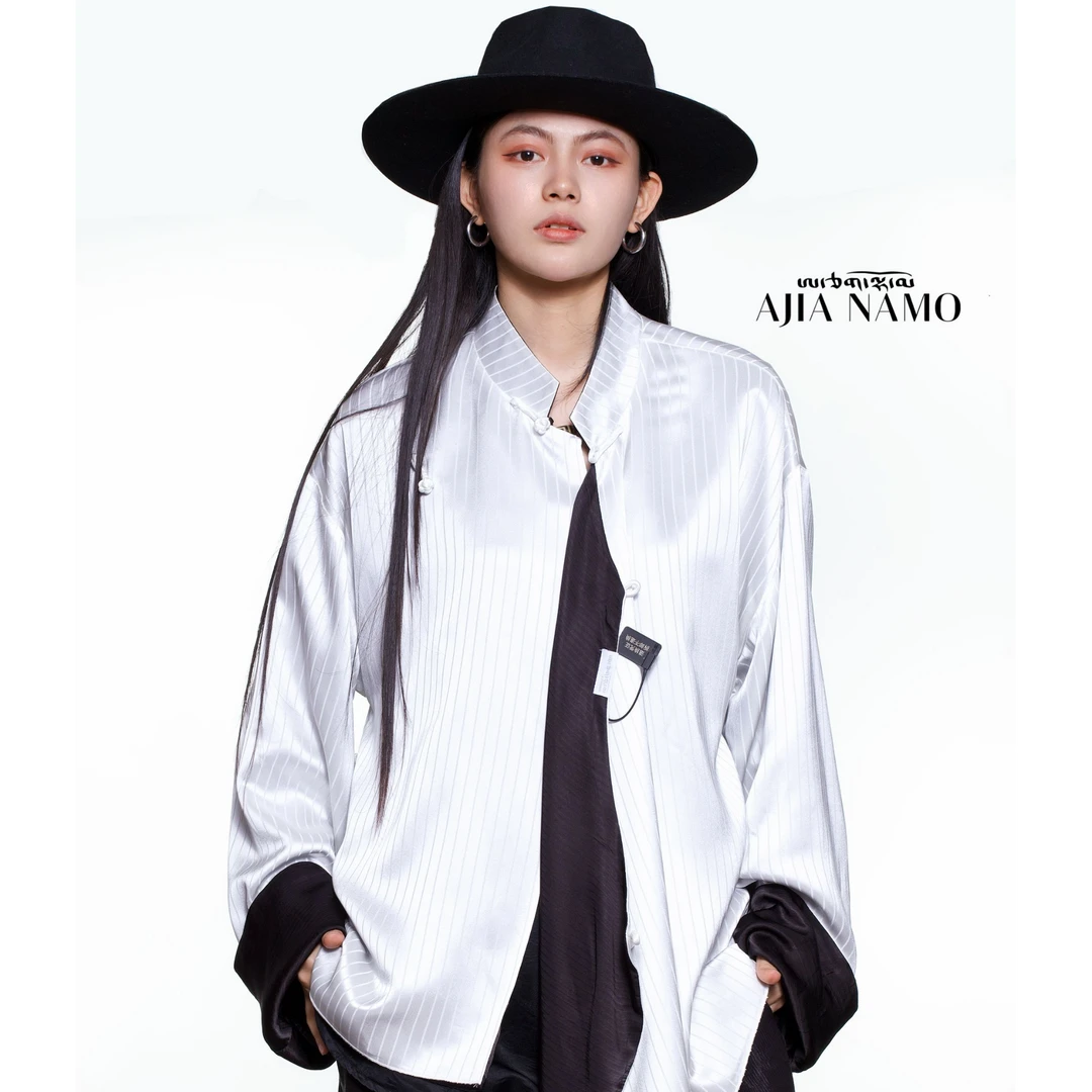 AJ-NAMO原创设计款竖纹黑白双面穿外套607