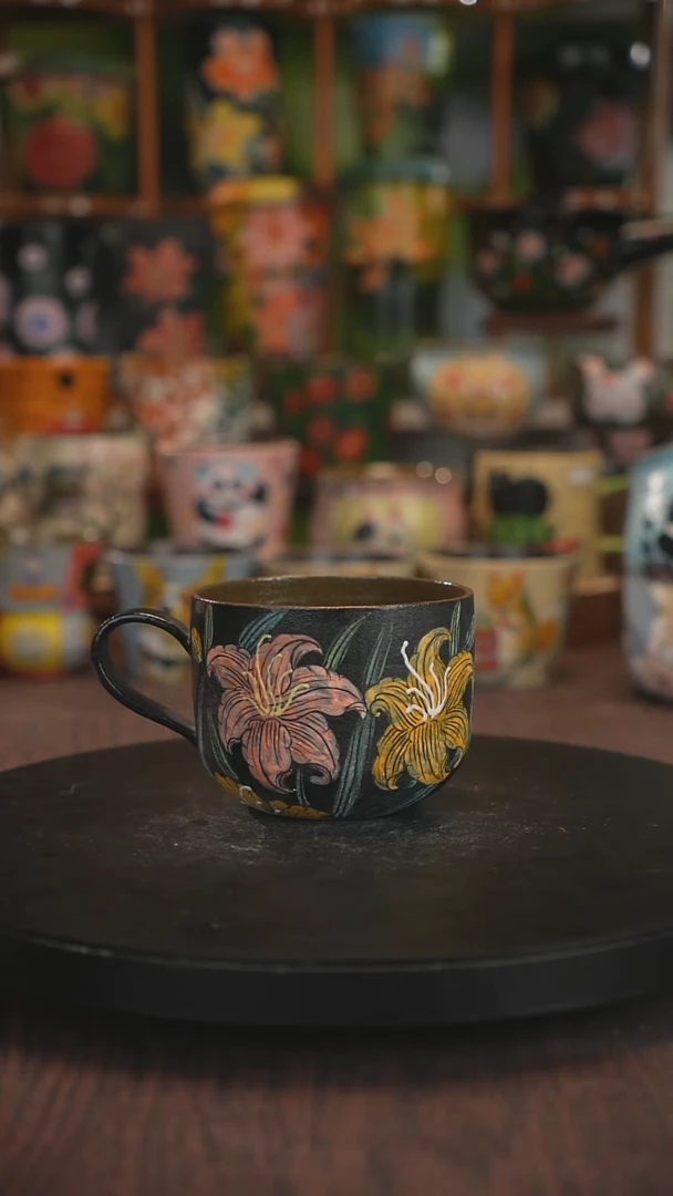 紫砂油画手绘釉下彩413