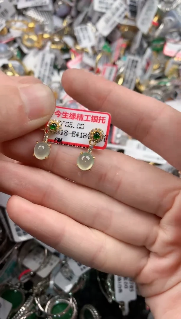 银S925镶嵌戒指翡翠4444           9