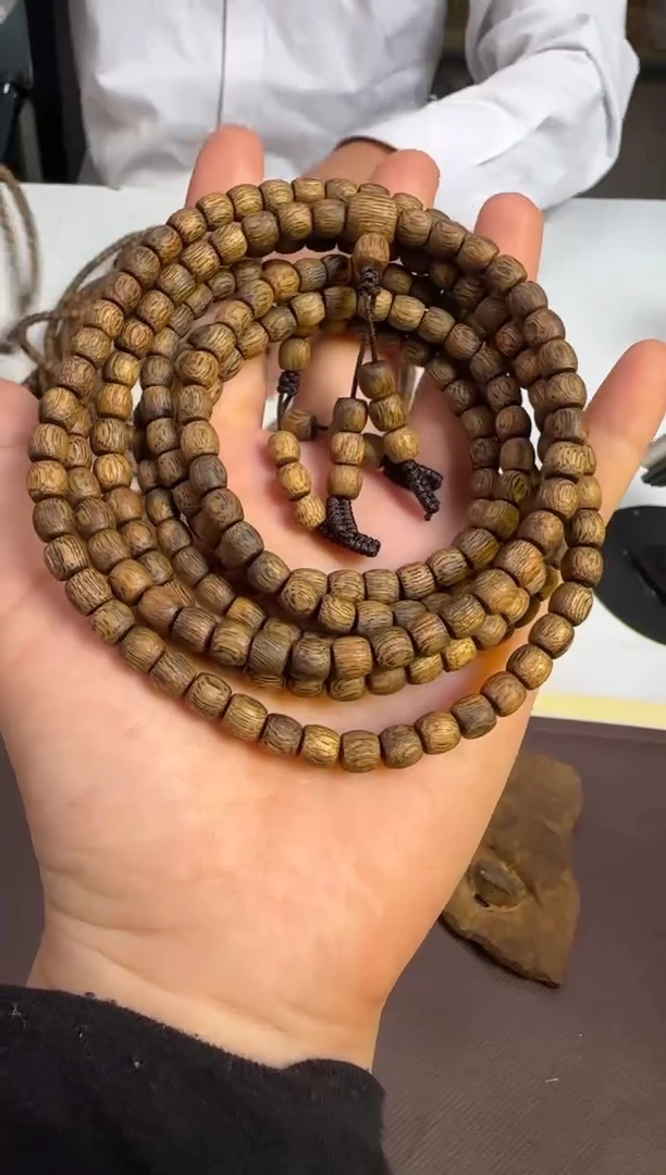 手串沉香99沉海南老白棋直纹鼓珠长串6mm13g+多样性发1