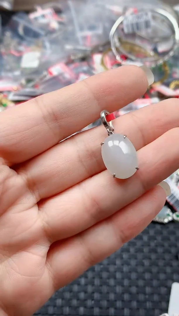 银S925镶嵌戒指翡翠天然A货缅甸翡翠