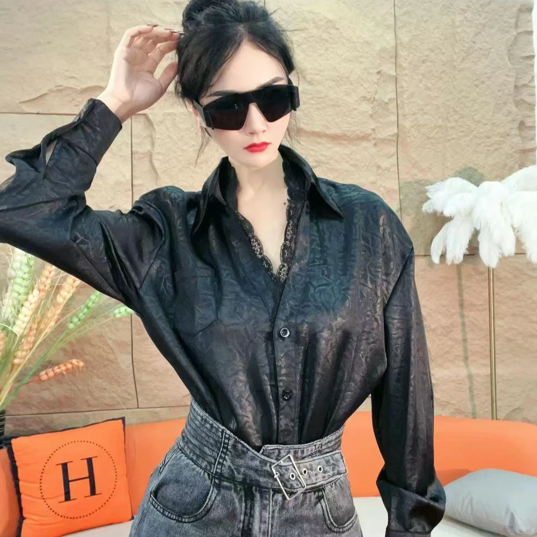 3003【凡家衣橱】时尚百搭洋气缎面气质衬衫