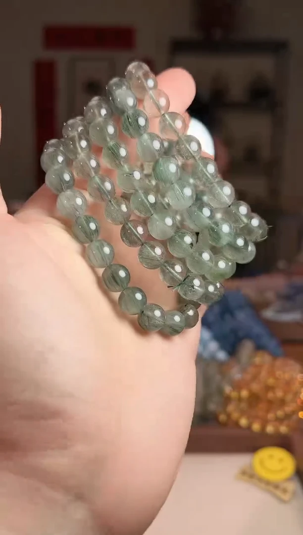 【闪购商品】发晶手串未镶嵌10±mm满顺绿发晶（多样性发其一）