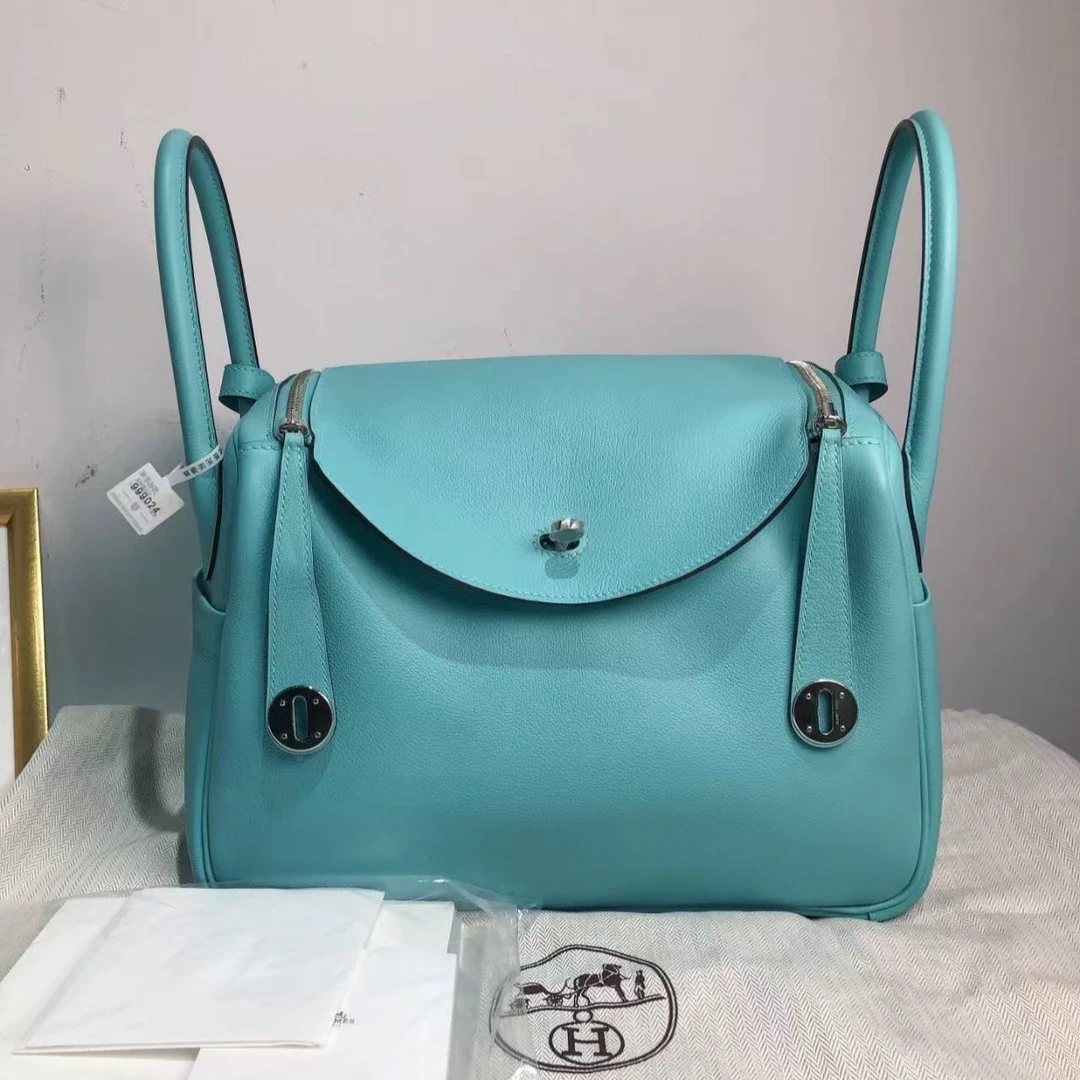 99新 Hermes/爱马仕 爱马仕lindy30马卡龙eve银扣T单肩包9436003