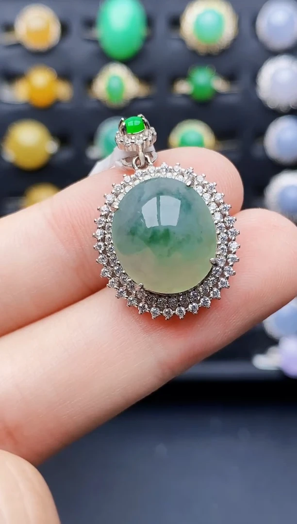 银S925镶嵌戒指翡翠8089