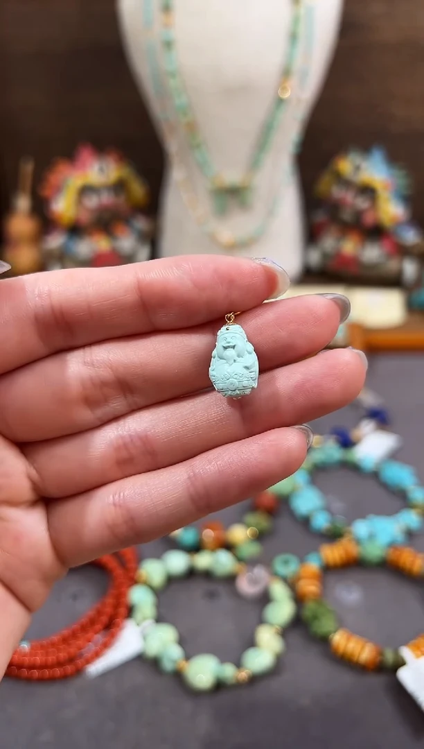 绿松石18K金镶嵌提溜绿松石提溜