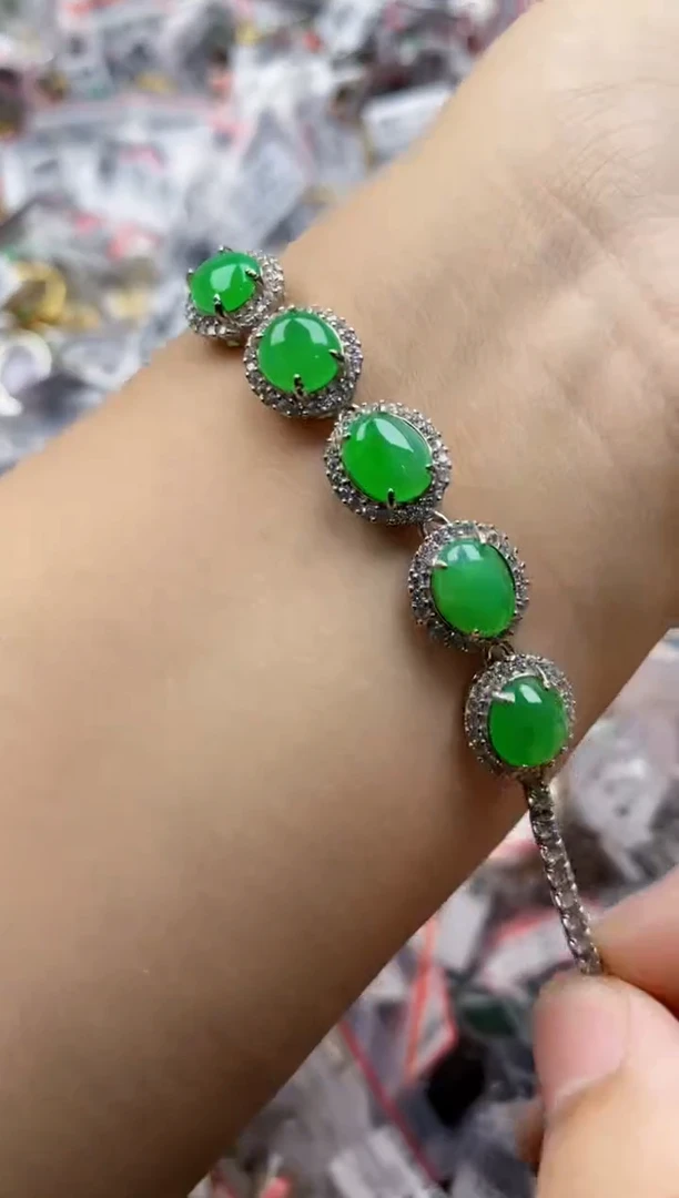 翡翠戒指银S925镶嵌3333---8