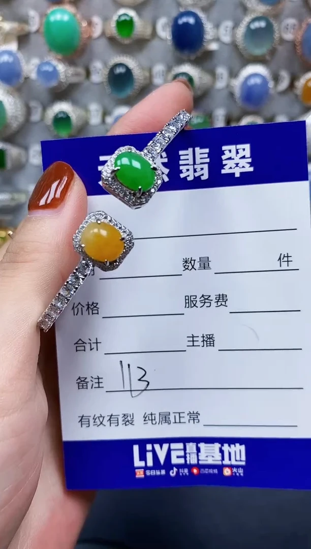 翡翠手镯银S925镶嵌113