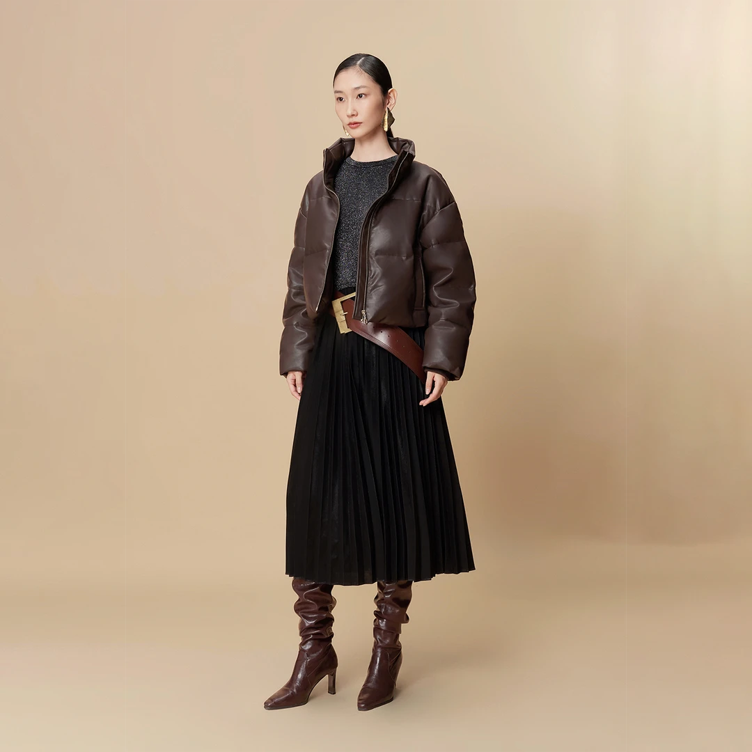 Vero Moda羽绒服【自由主义】90白鸭绒PU立领短款羽绒服325423015