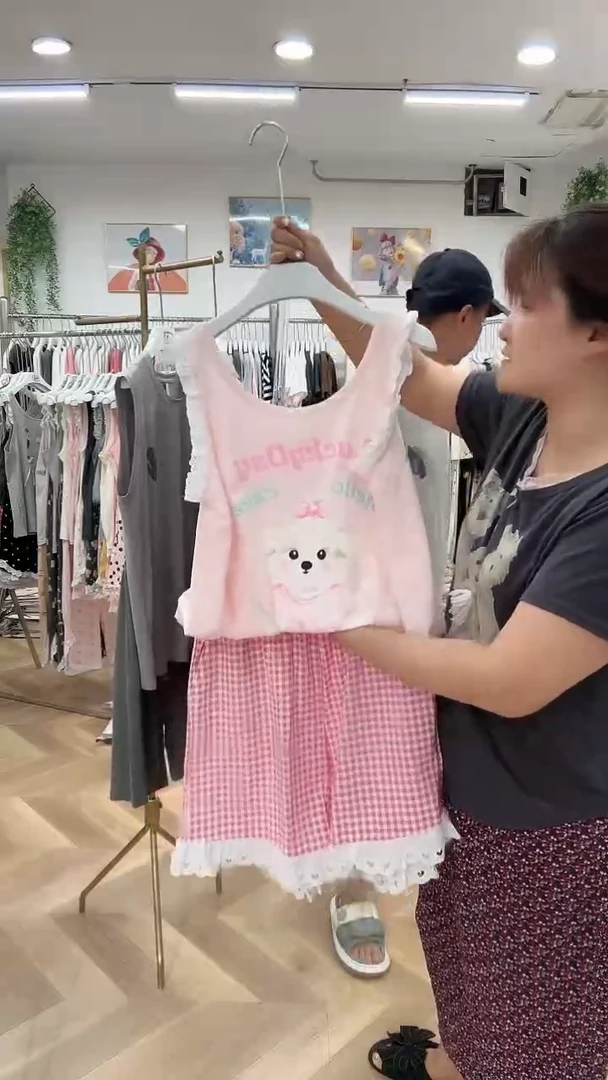 棉粉色背心套装150斤以下