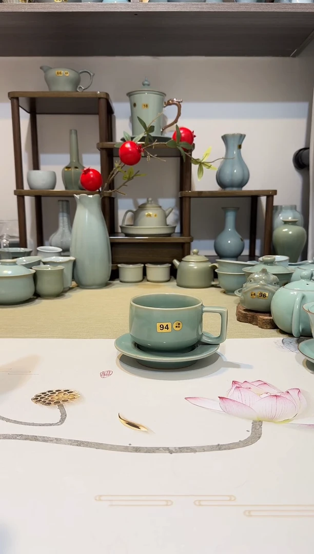 杯子94咖啡杯两件套不开片 仿古釉一级精品 主人杯品茗杯*