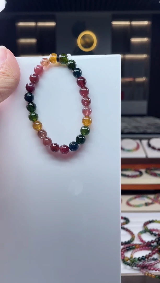 未镶嵌三圈手串碧玺（多样性发一条）Q