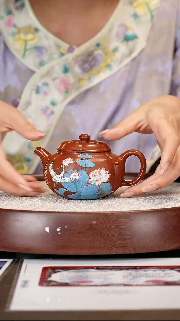 茶壶紫砂【吴顺华】红泥 筋纹柿园 300cc