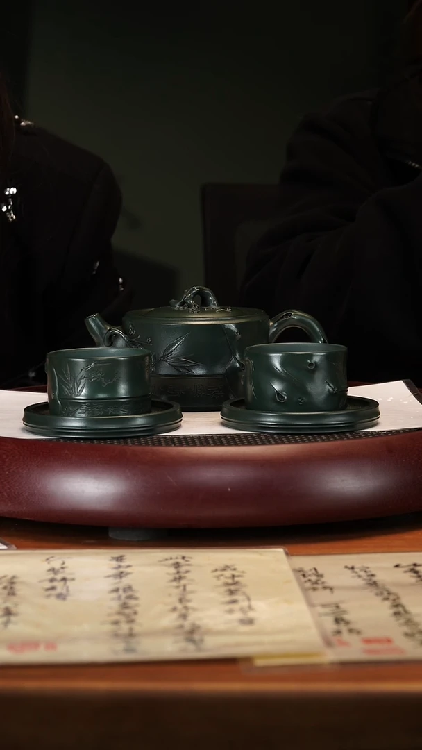 【闪购商品】紫砂茶壶2112ZCP梅竹双清套组可心绿泥