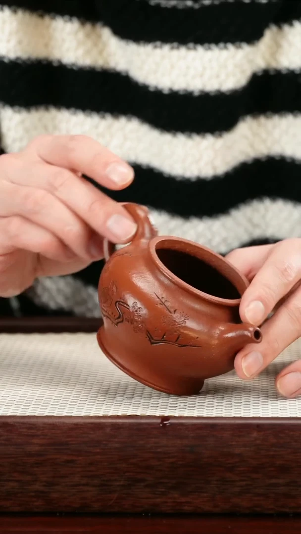 茶壶紫砂红降坡掇只壶200cc左右