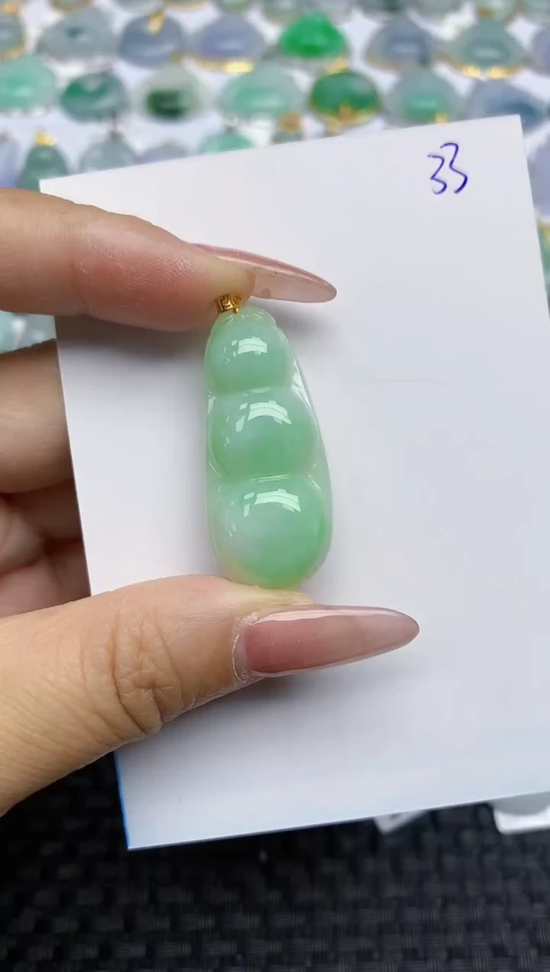 【闪购商品】翡翠颈饰18K金镶嵌天然A货翡翠 33